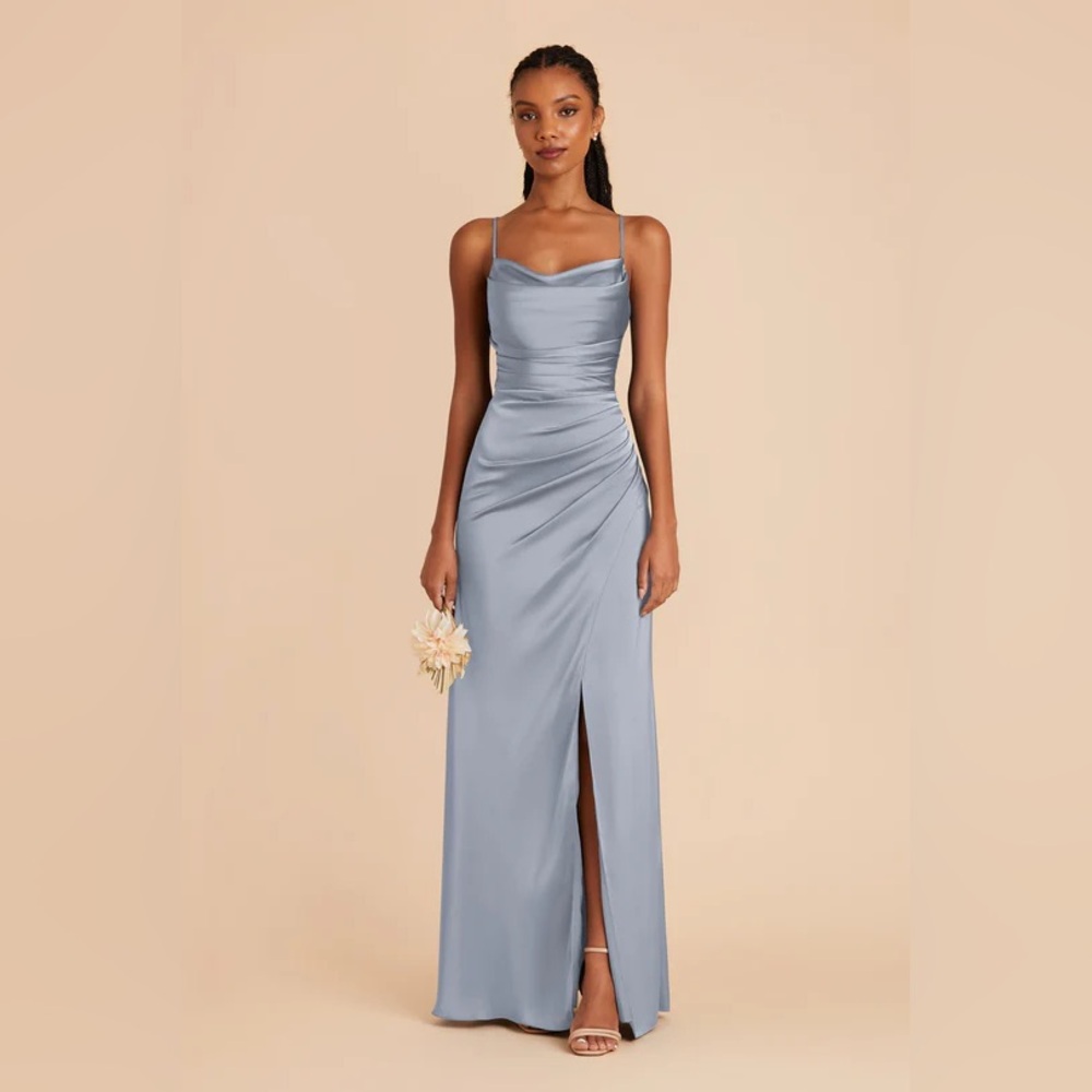 Birdy Grey Lydia Dress Matte Satin Dusty Blue